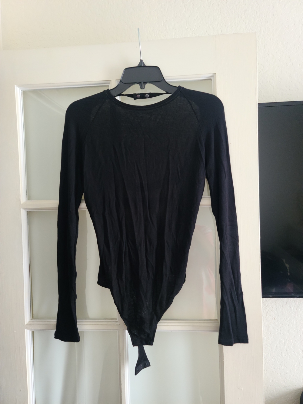 BCBGMaxAzria Black Long-Sleeve Crew Neck Bodysuit